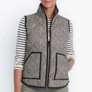 J Crew Factory Black Herringbone Zip Up Puffer Vest Size XS
